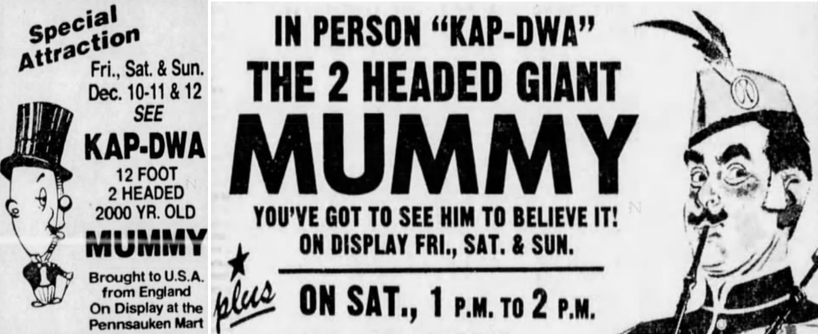 Ads for Pennsauken mart from 1976—77.